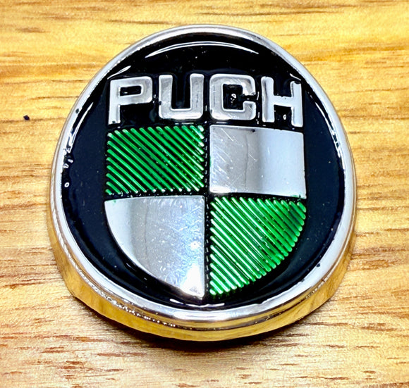 PUCH  - Chrome, Green & Black - Head Badge - old school bmx
