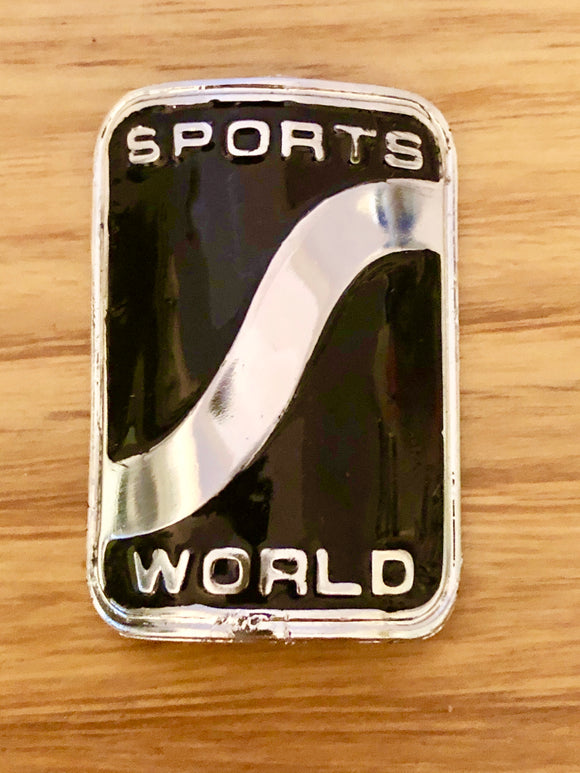 Sports World Head badge –Black Chrome Highlights - old school bmx