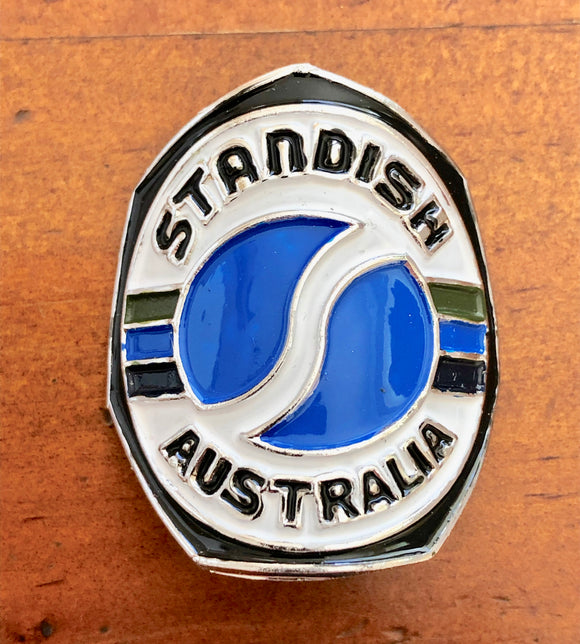 Standish Head badge - Chrome Highlights & multi Colour - old school bmx